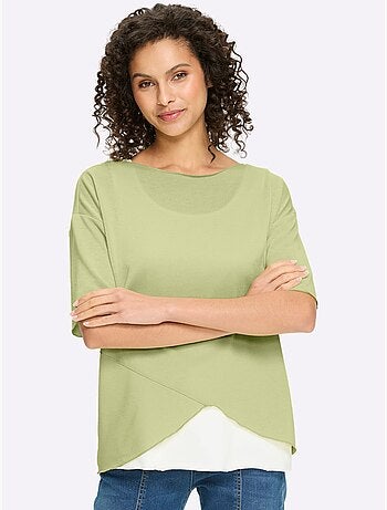 T-shirt 2 En 1 Aspect 2 En 1 Tendance - Taille Standard - Helline