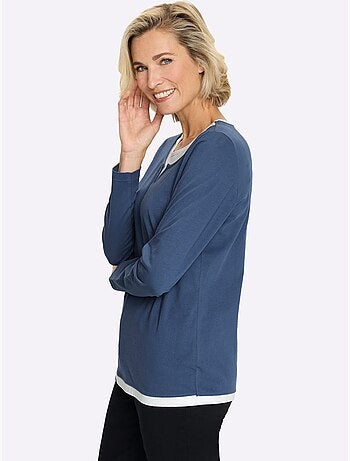 T-shirt 2 en 1 aspect 2 en 1 tendance - taille standard - moda vilona