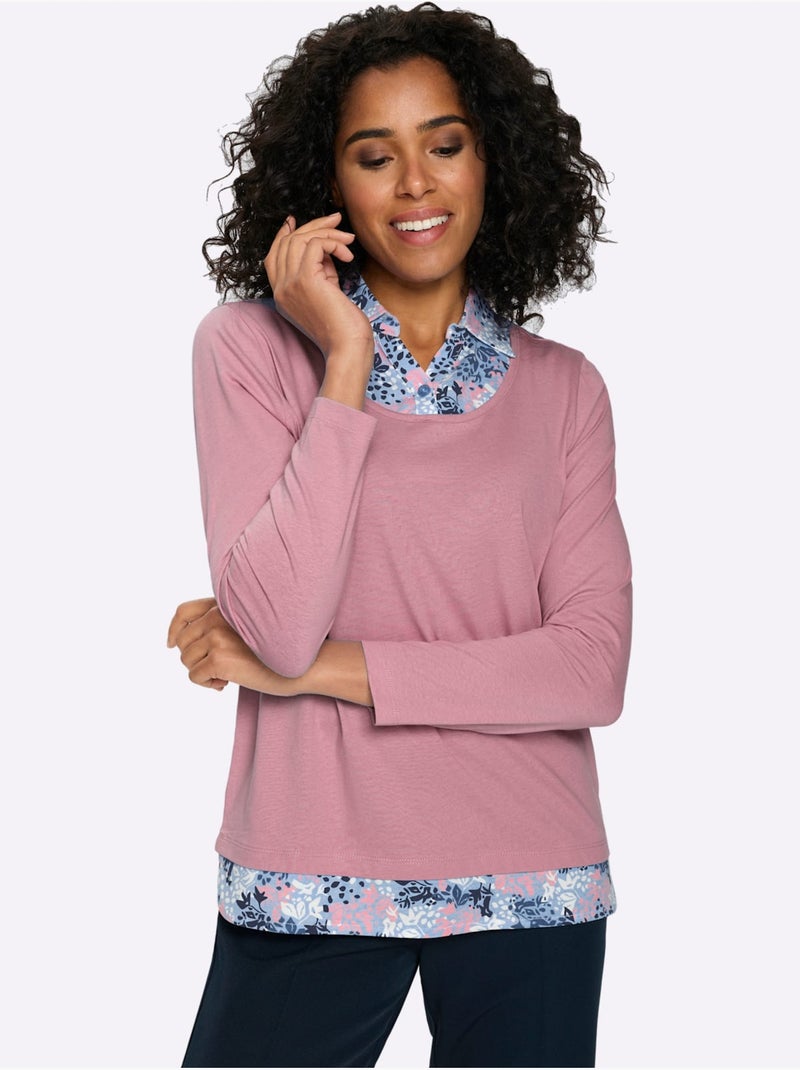 T-shirt 2 En 1 Aspect 2 En 1 Tendance - Taille Standard - Moda Vilona Rose - Kiabi