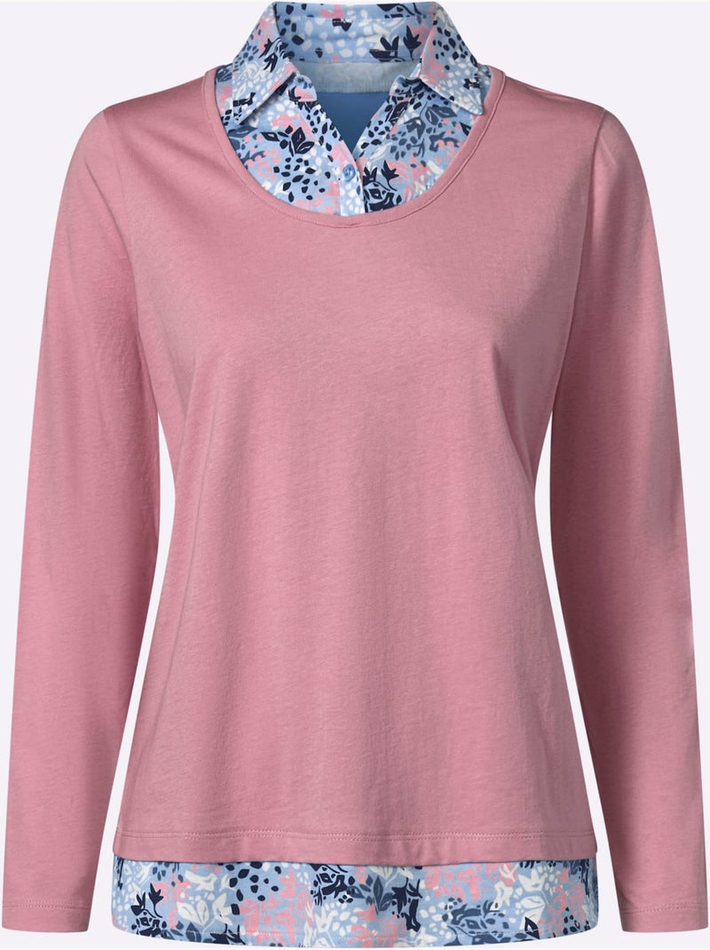 T-shirt 2 En 1 Aspect 2 En 1 Tendance - Taille Standard - Moda Vilona Rose - Kiabi
