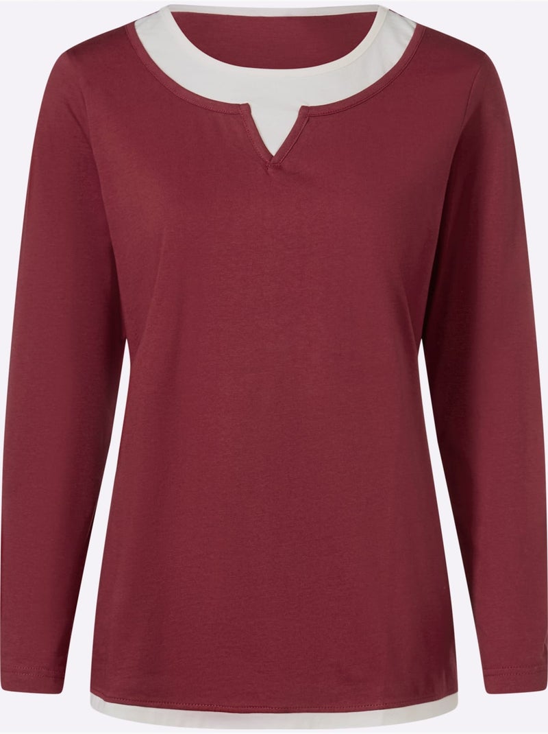 T-shirt 2 en 1 aspect 2 en 1 tendance - taille standard - moda vilona Rouge foncé - Kiabi