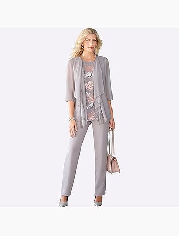 T-shirt 2-en-1 avec col châle et motif floral - taille standard - moda vilona