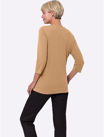 T-shirt 2 en 1 avec empiècement imprimé et manches 3/4 - Taille standard - Moda Vilona