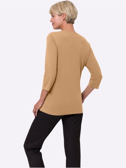 T-shirt 2 en 1 avec empiècement imprimé et manches 3/4 - Taille standard - Moda Vilona - Kiabi