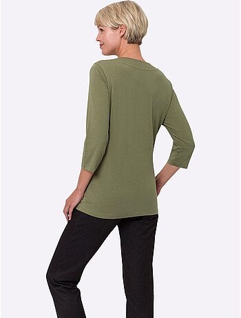 T-shirt 2 en 1 avec empiècement imprimé et manches 3/4 - taille standard - moda vilona