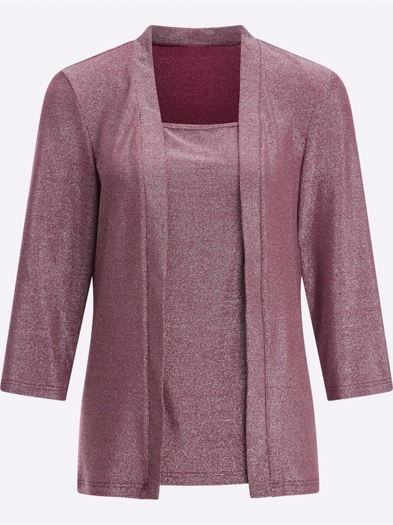 T-shirt 2 En 1 Fil Argenté Brillant Couleur Argenté - Taille Standard - Moda Vilona Bordeaux - Kiabi