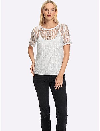 T-shirt 2 En 1 Joli Revêtement Métallique - Taille Standard - Helline