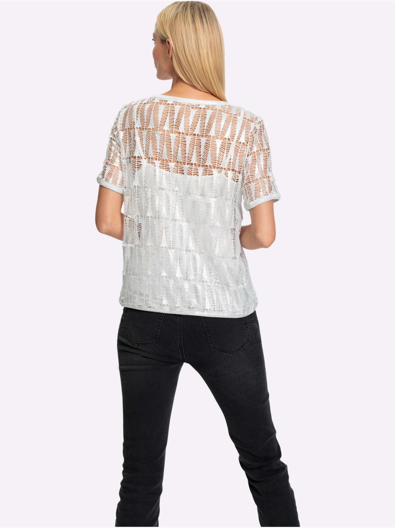T-shirt 2 En 1 Joli Revêtement Métallique - Taille Standard - Helline Gris Ecru - Kiabi