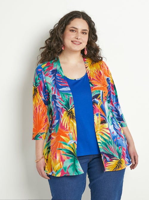 T-shirt  2 en 1 long imprimé tropical - Kiabi