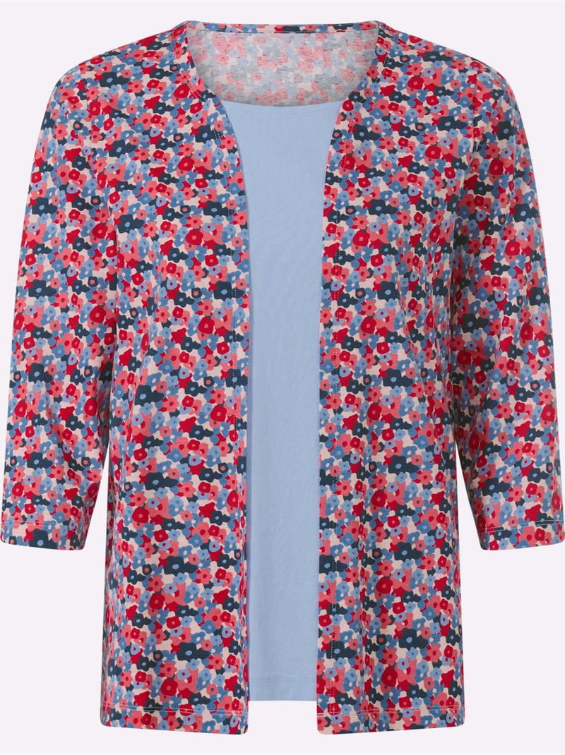 T-shirt 2 en 1 pur coton - taille standard - moda vilona Multicolore - Kiabi