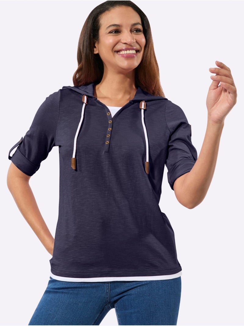 T-shirt 2 en 1 pur coton - taille standard - witt Bleu Blanc - Kiabi