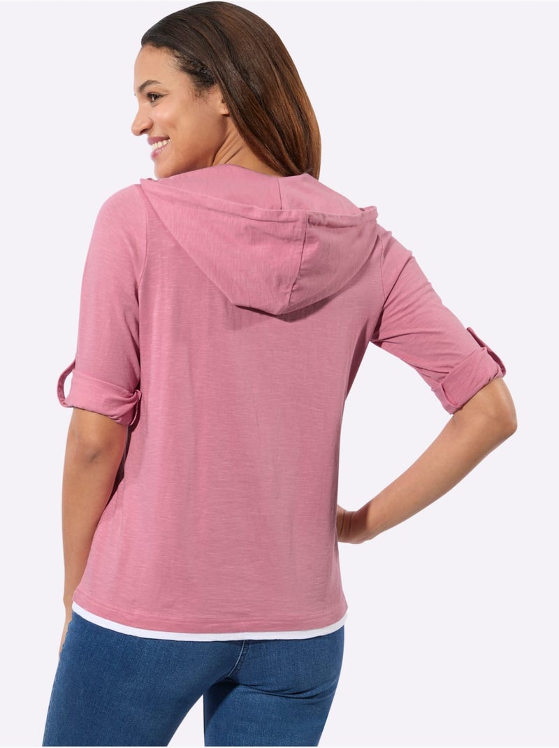 T-shirt 2 en 1 pur coton - taille standard - witt Rose/Blanc - Kiabi