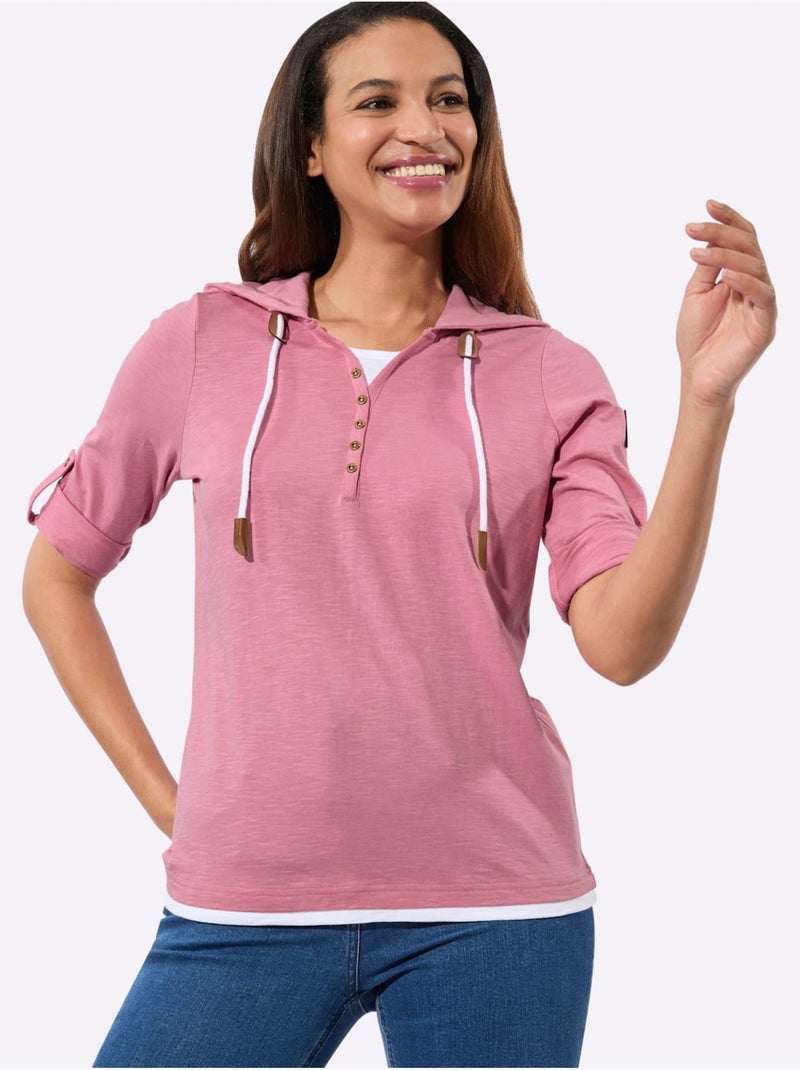 T-shirt 2 en 1 pur coton - taille standard - witt Rose/Blanc - Kiabi