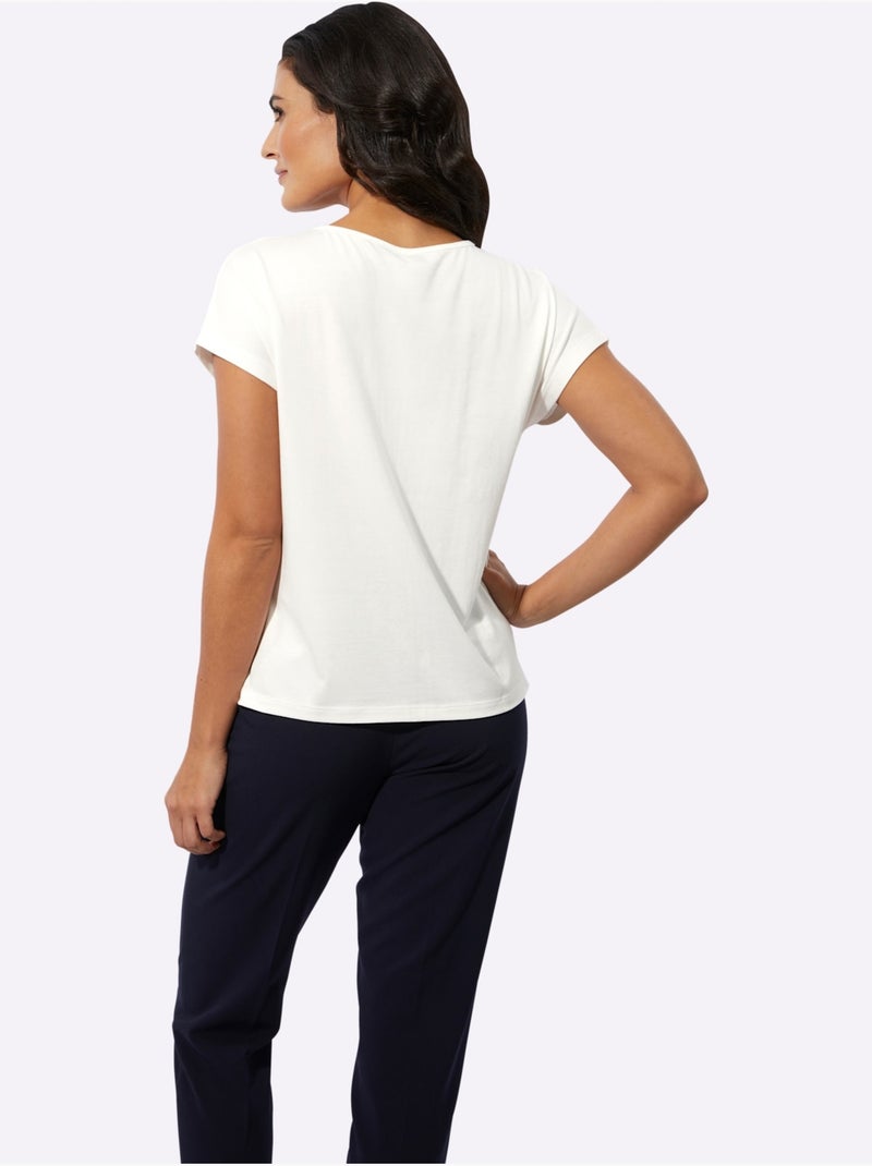 T-shirt 48% Modal - Taille Standard - Helline Ecru - Kiabi