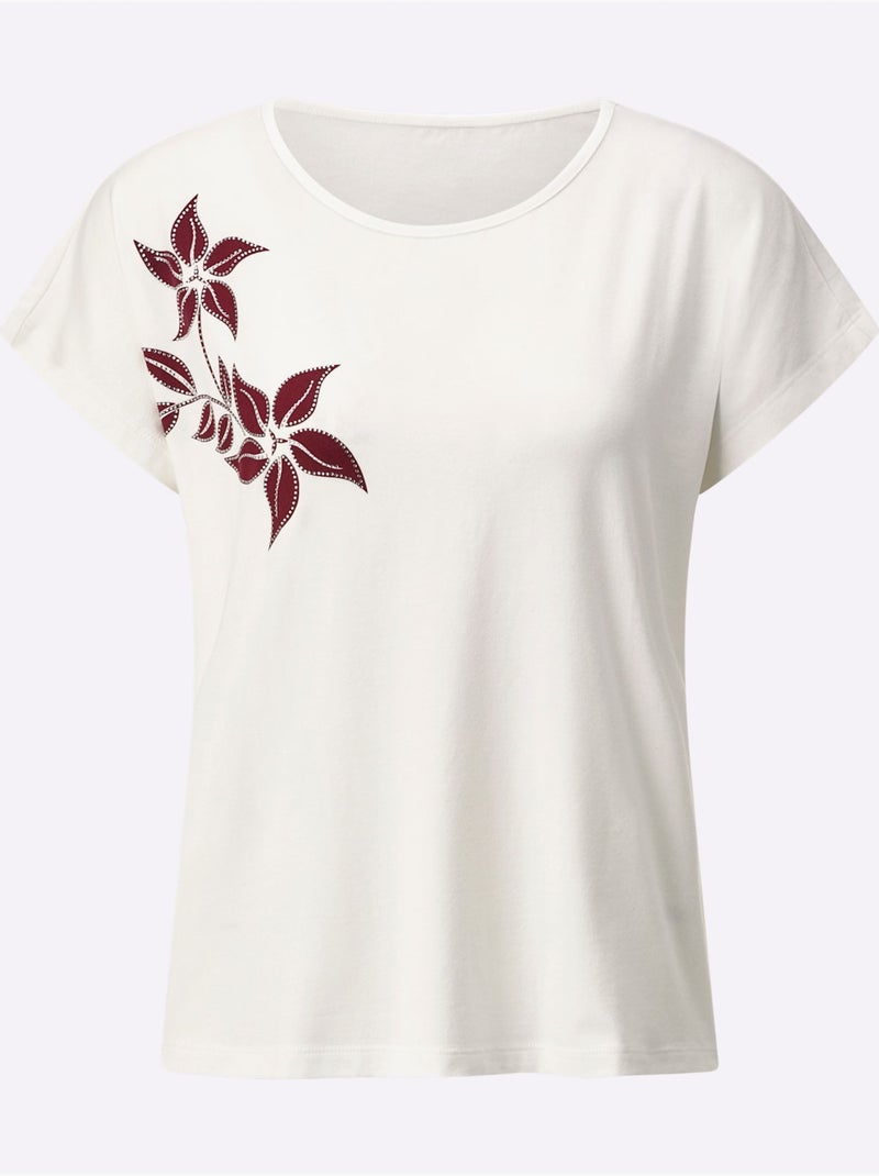 T-shirt 48% Modal - Taille Standard - Helline Ecru - Kiabi