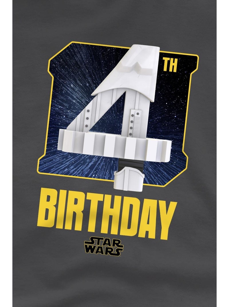 T-shirt 4ème anniversaire motif stormtrooper style espace - la guerre des étoiles Gris Noir - Kiabi