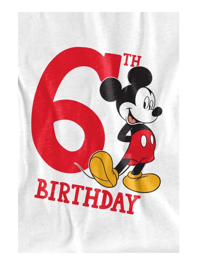 T-shirt 6ème anniversaire motif mickey mouse - disney (occasion: 6ème anniversaire) Blanc - Kiabi