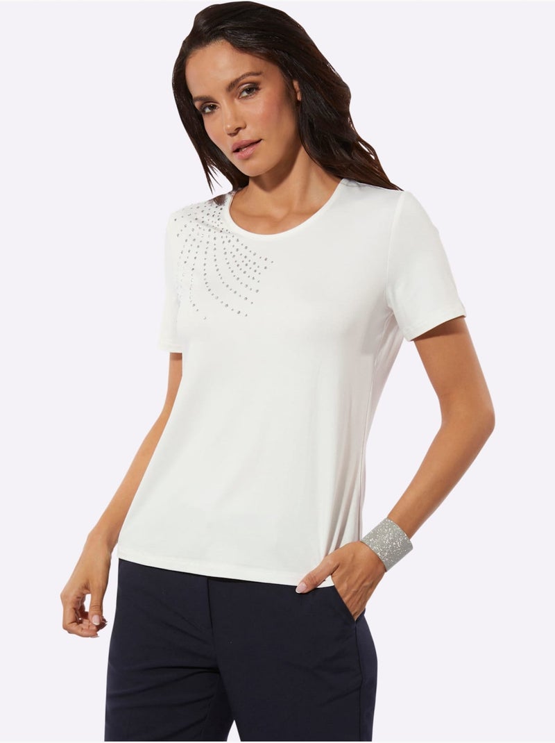 T-shirt 95% Viscose (ecovero) - Taille Standard - Helline Ecru - Kiabi