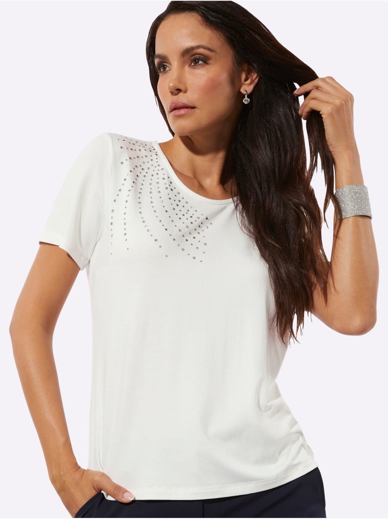 T-shirt 95% Viscose (ecovero) - Taille Standard - Helline Ecru - Kiabi