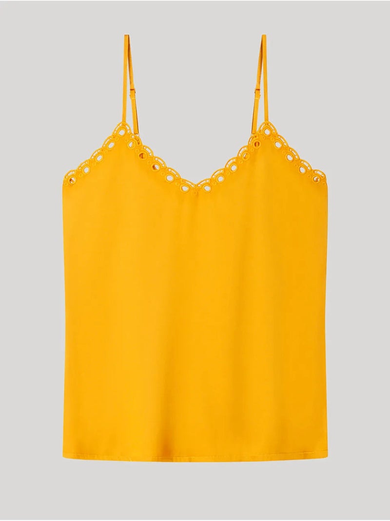 T-shirt à bretelles satinée Jaune - Kiabi