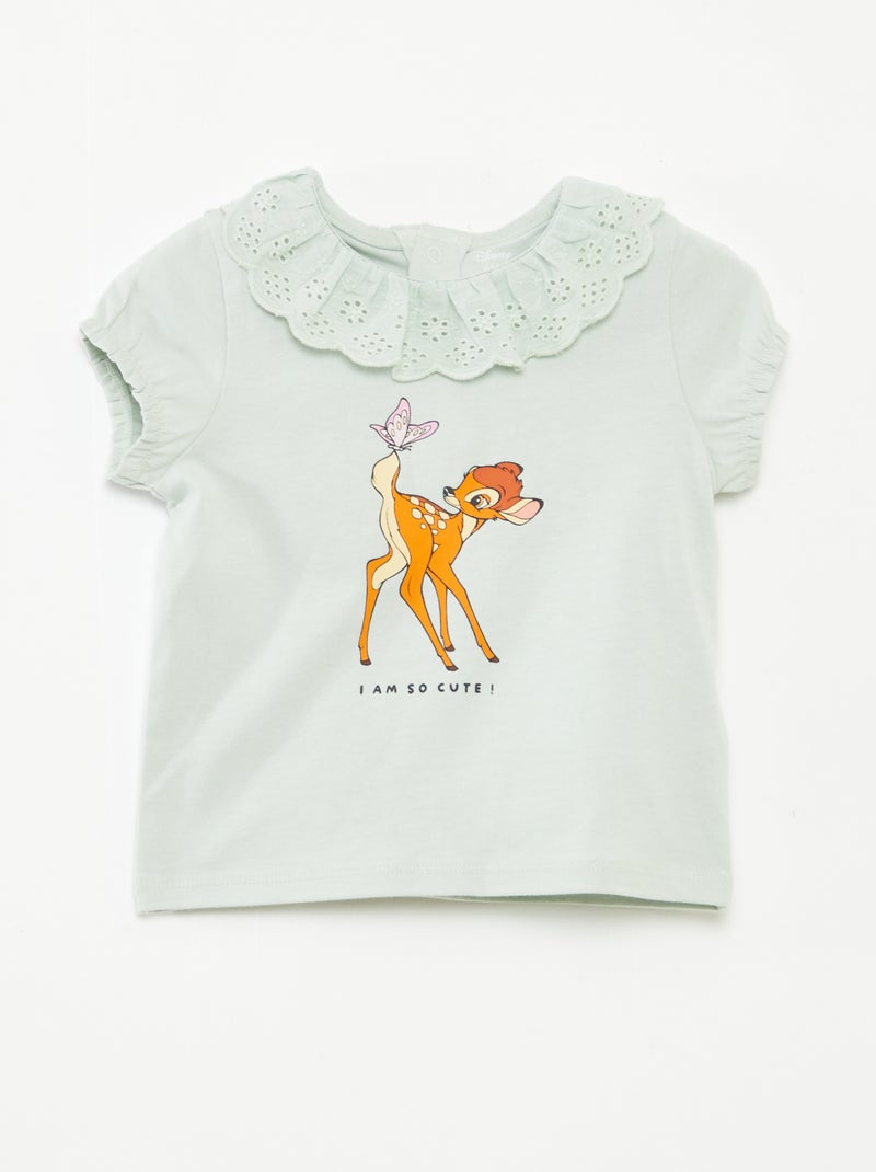 T-shirt à broderie anglaise 'Bambi' Vert - Kiabi