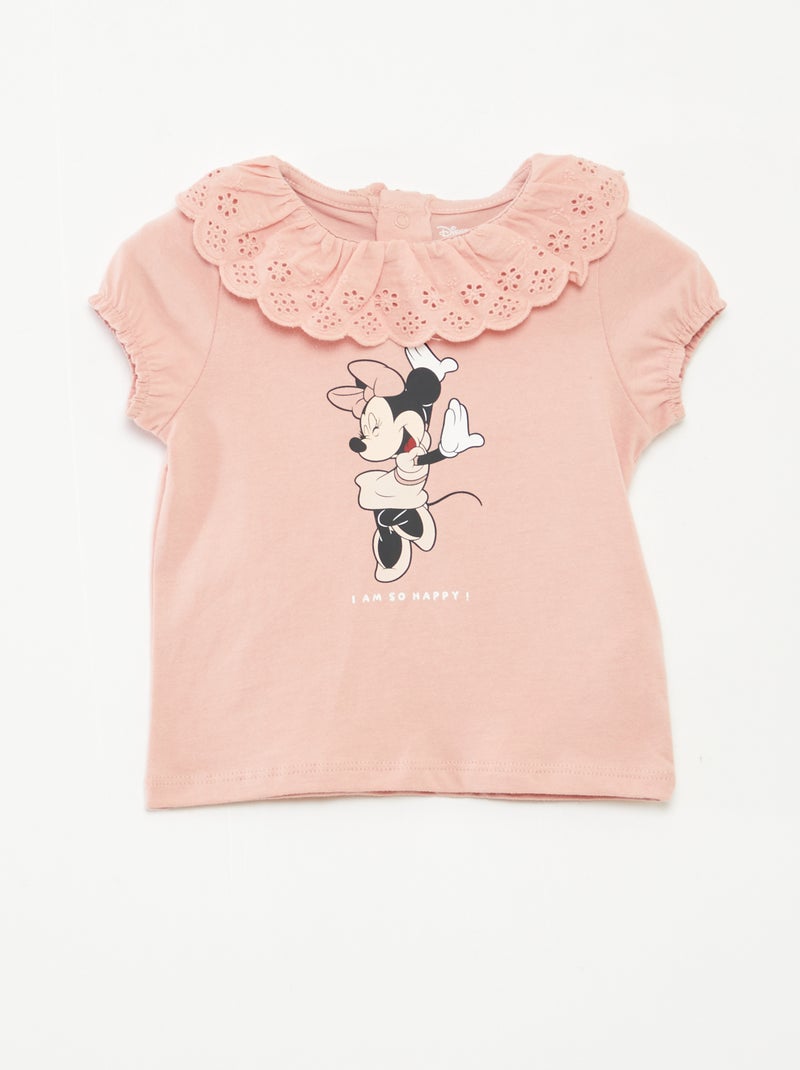 T-shirt à broderie anglaise 'Minnie' Rose clair - Kiabi