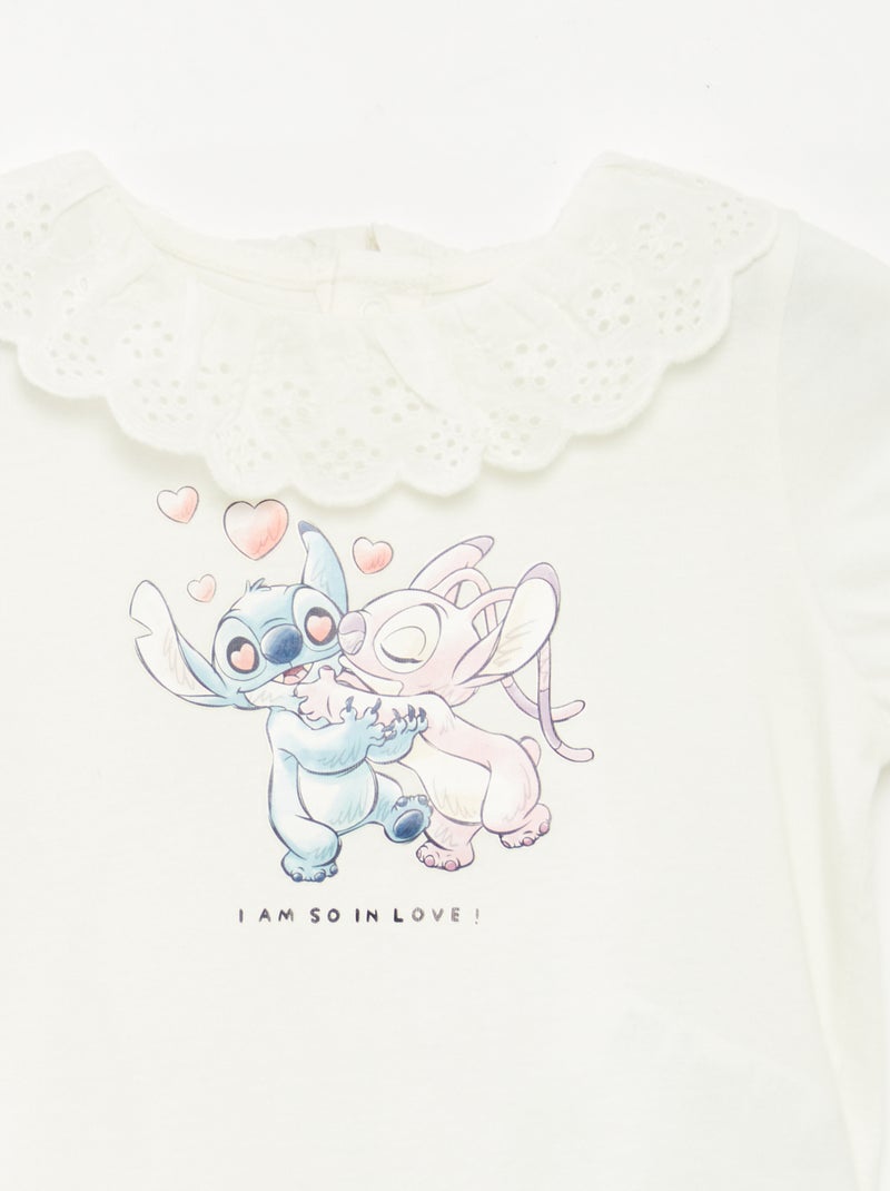 T-shirt à broderie anglaise 'Stitch' Blanc - Kiabi