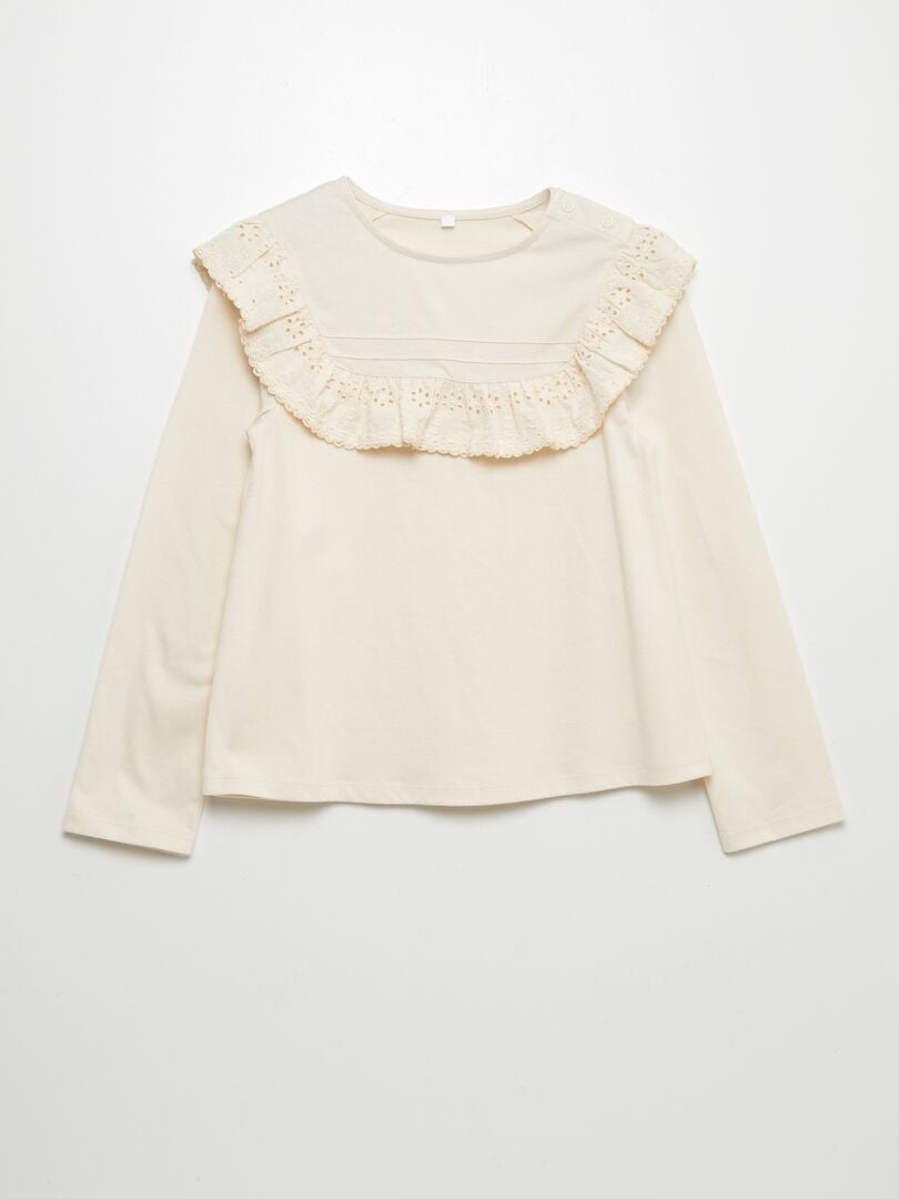 T-shirt à broderies - So Easy Beige - Kiabi