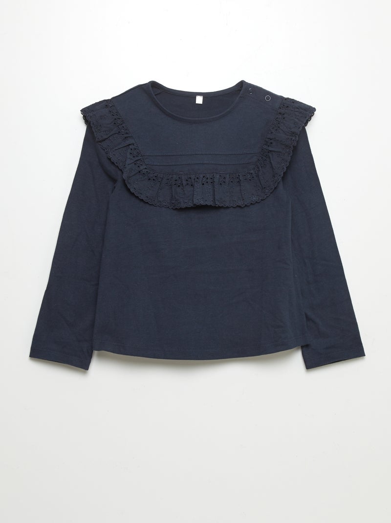 T-shirt à broderies - So Easy bleu marine - Kiabi