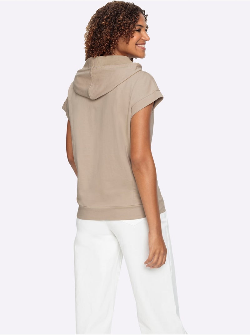 T-shirt à Capuche 50% Coton - Taille Standard - Witt Beige - Kiabi