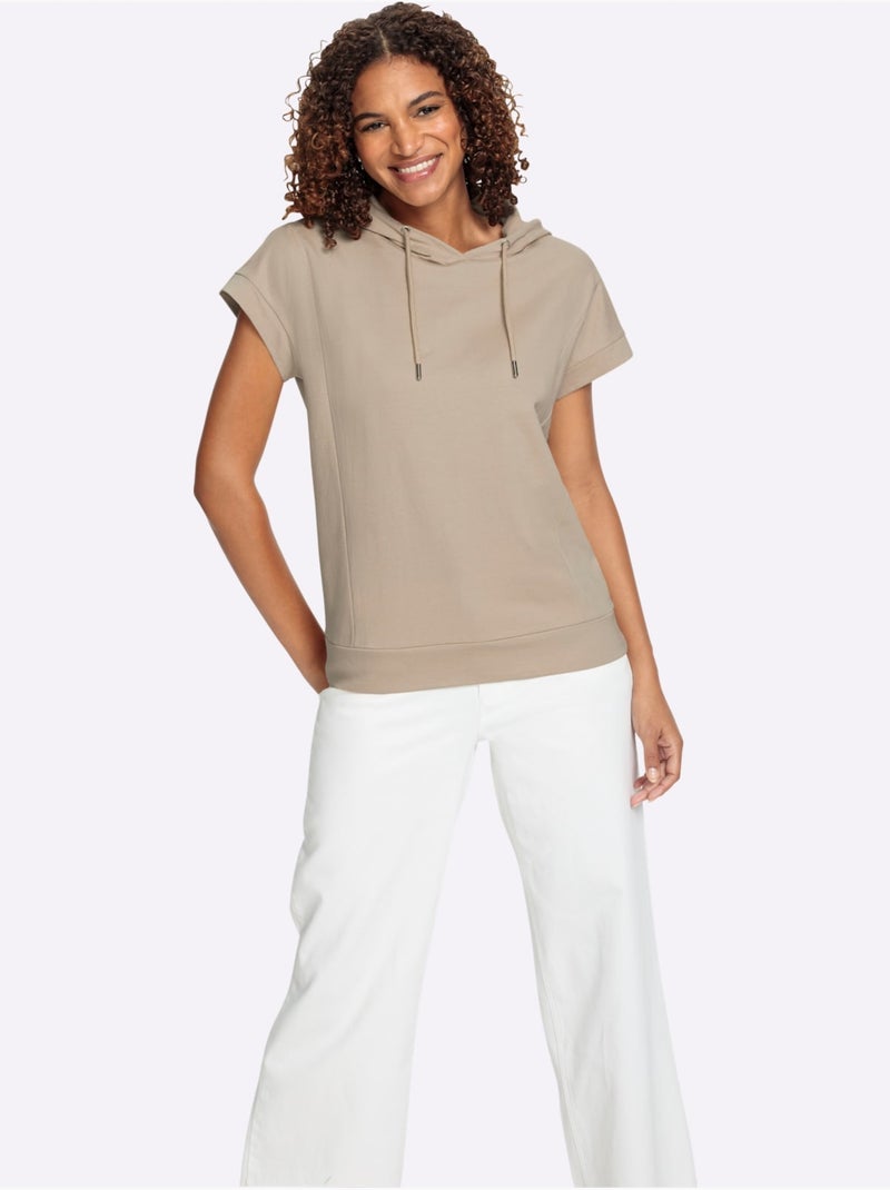 T-shirt à Capuche 50% Coton - Taille Standard - Witt Beige - Kiabi