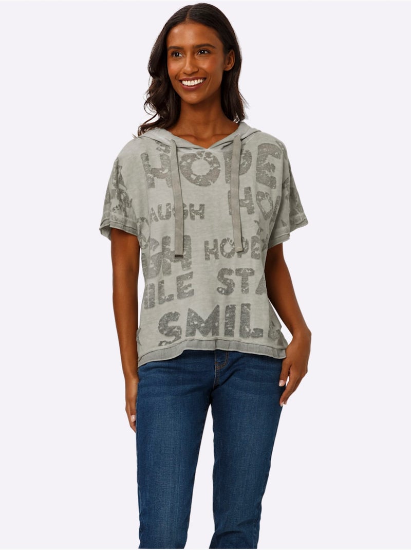 T-shirt à Capuche élégante Qualité - Taille Standard - Helline Kaki - Kiabi