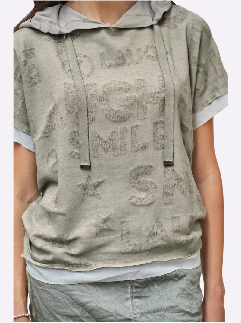 T-shirt à Capuche élégante Qualité - Taille Standard - Helline Kaki - Kiabi
