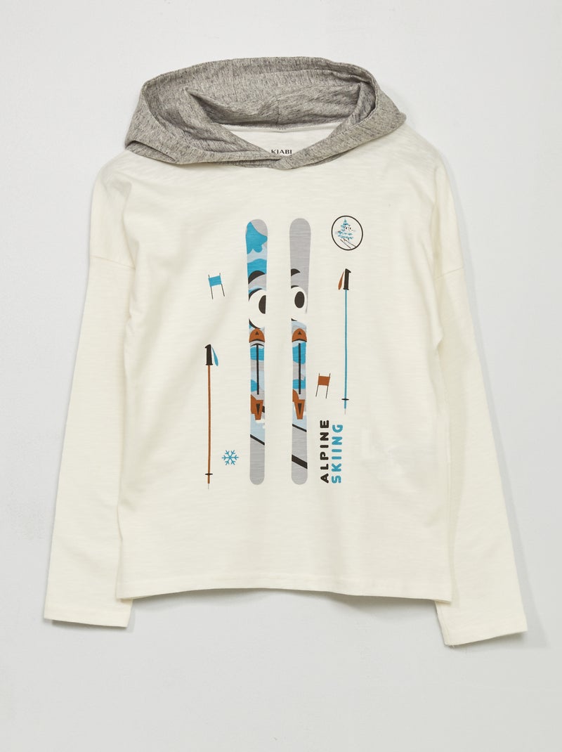 T-shirt à capuche en coton Blanc - Kiabi