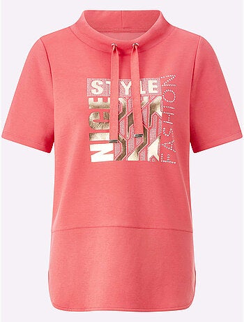 T shirt à capuche manches courtes avec imprimé graphique devant - Taille standard - Witt