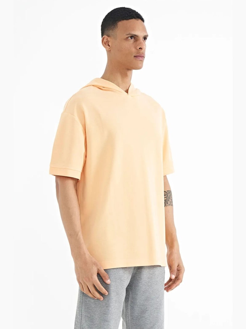 T-shirt à capuche oversize avec détails d'accessoires tommy Orange clair - Kiabi