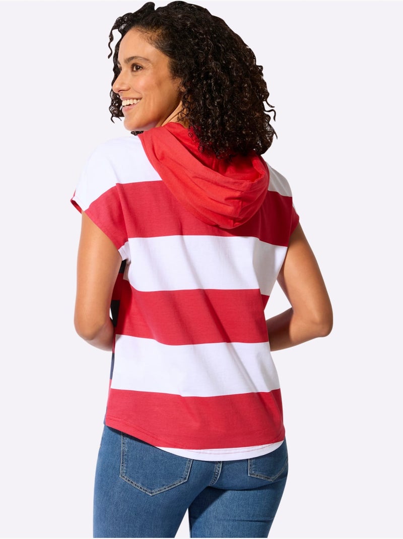 T-shirt à Capuche Pur Coton - Taille Standard - Witt Rouge - Kiabi