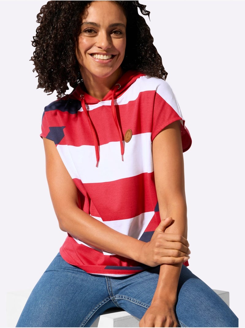 T-shirt à Capuche Pur Coton - Taille Standard - Witt Rouge - Kiabi