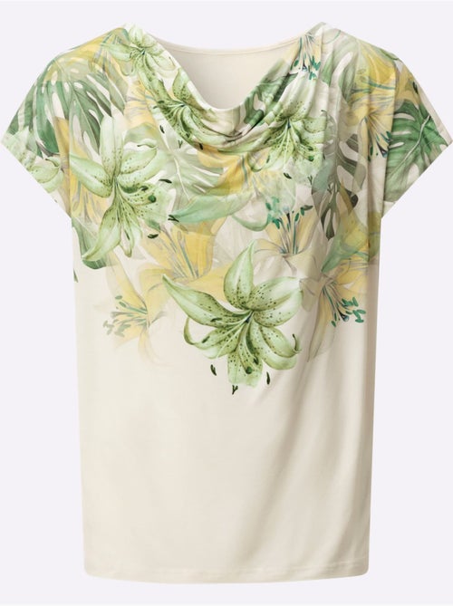 T-shirt à Col Bénitier 95% Viscose (ecovero) - Taille Standard - Helline - Kiabi