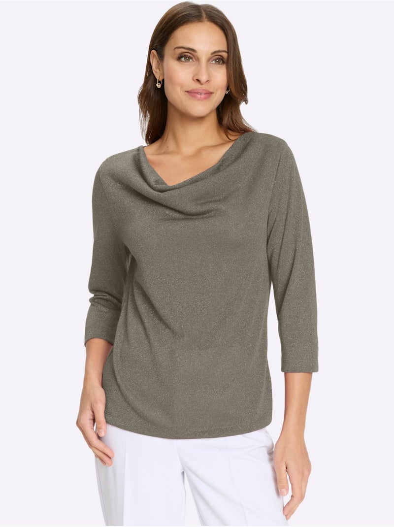 T-shirt à Col Bénitier Avec Viscose - Taille Standard - Witt Beige - Kiabi