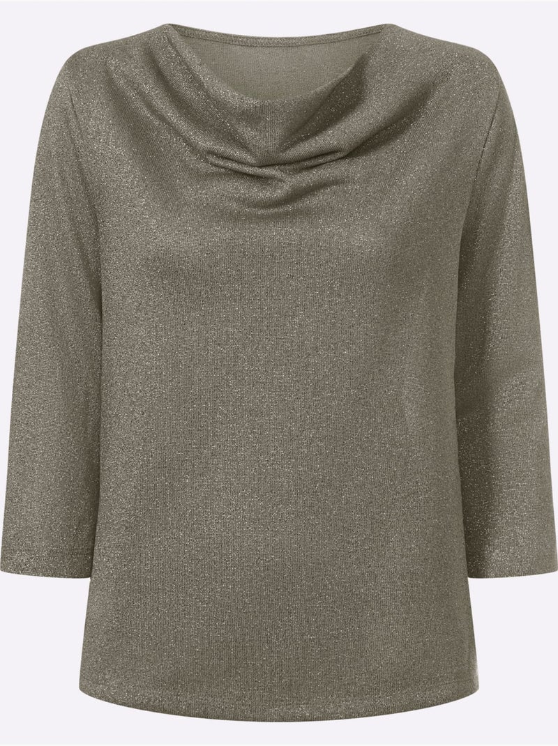 T-shirt à Col Bénitier Avec Viscose - Taille Standard - Witt Beige - Kiabi