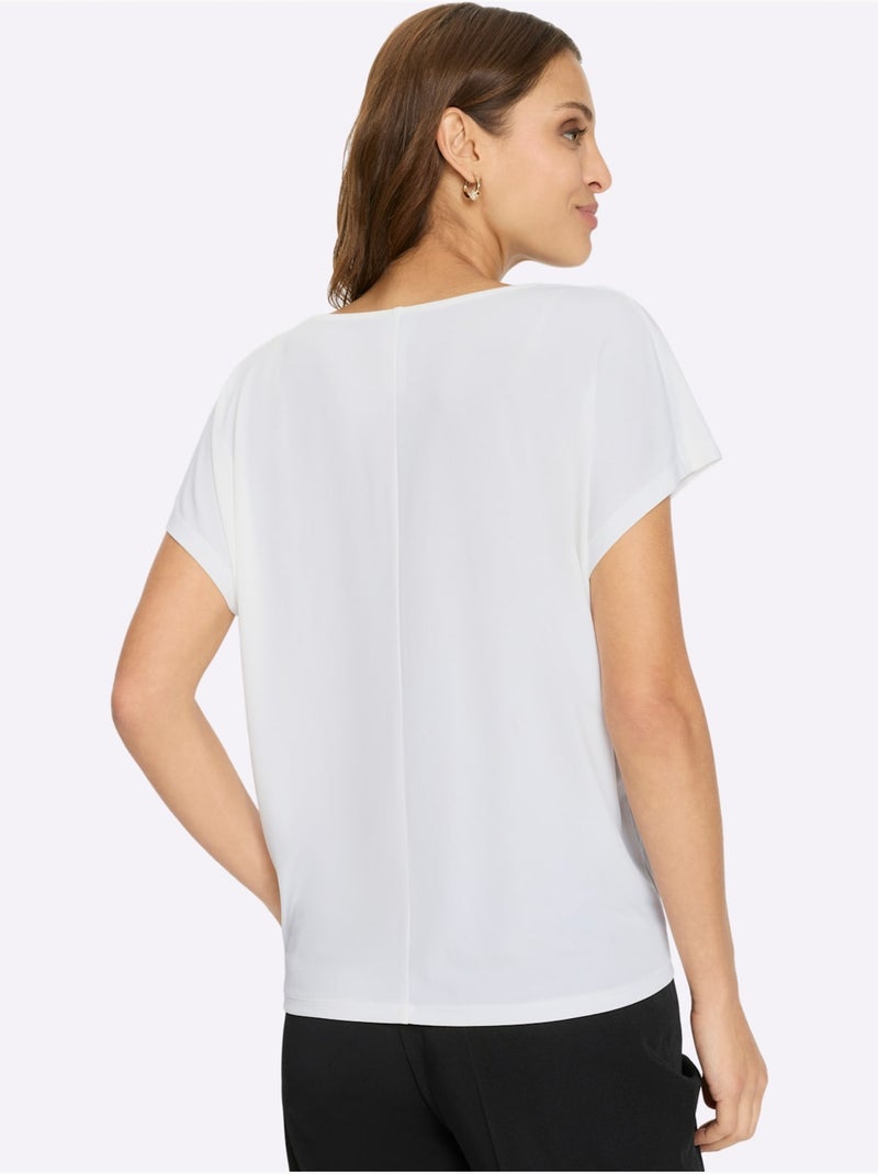 T-shirt à Col Bénitier Entretien Facile - Taille Standard - Witt Ecru - Kiabi