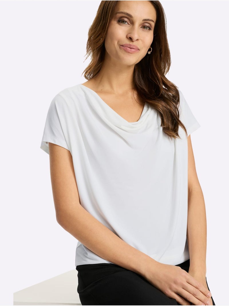 T-shirt à Col Bénitier Entretien Facile - Taille Standard - Witt Ecru - Kiabi