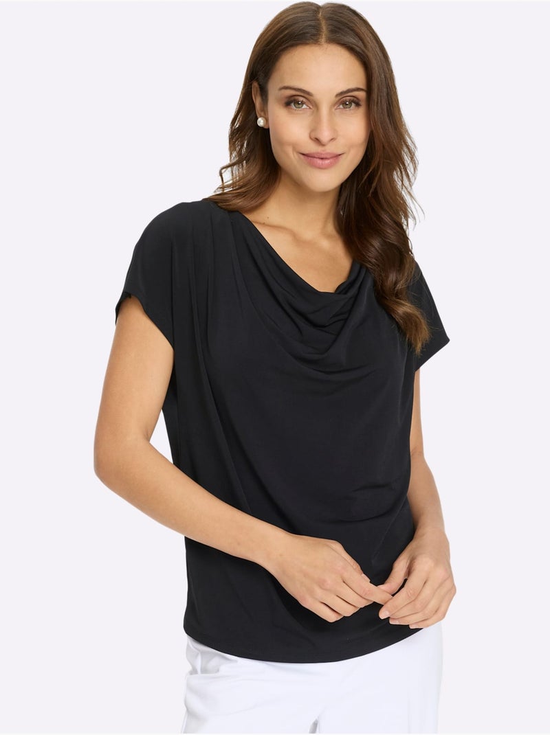 T-shirt à Col Bénitier Entretien Facile - Taille Standard - Witt Noir - Kiabi