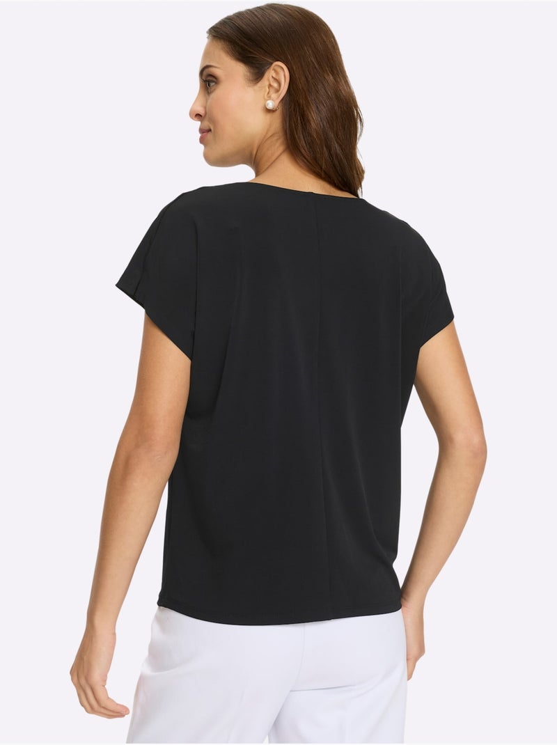 T-shirt à Col Bénitier Entretien Facile - Taille Standard - Witt Noir - Kiabi