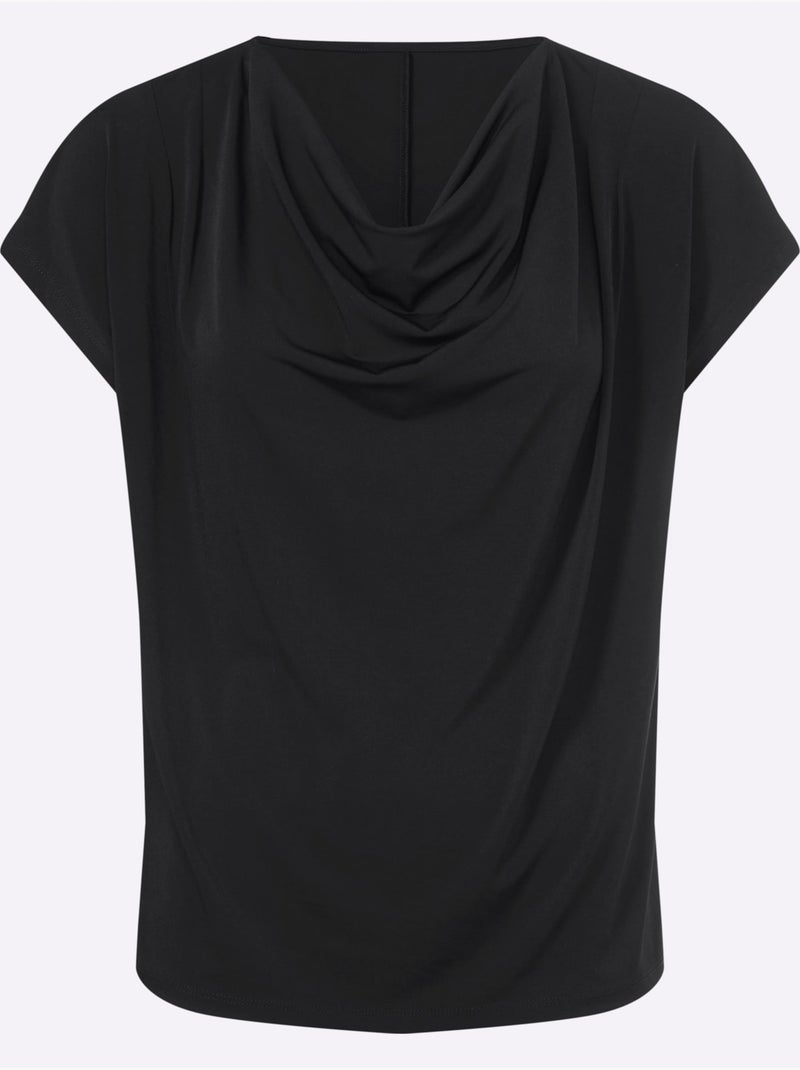 T-shirt à Col Bénitier Entretien Facile - Taille Standard - Witt Noir - Kiabi