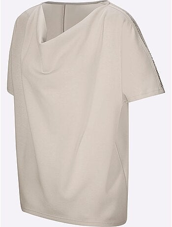 T-shirt à Col Bénitier Mélange De Modal Doux - Taille Standard - Helline