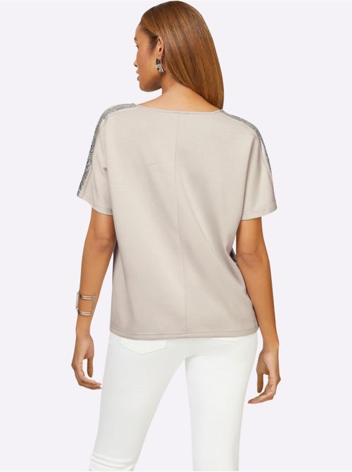 T-shirt à Col Bénitier Mélange De Modal Doux - Taille Standard - Helline - Kiabi