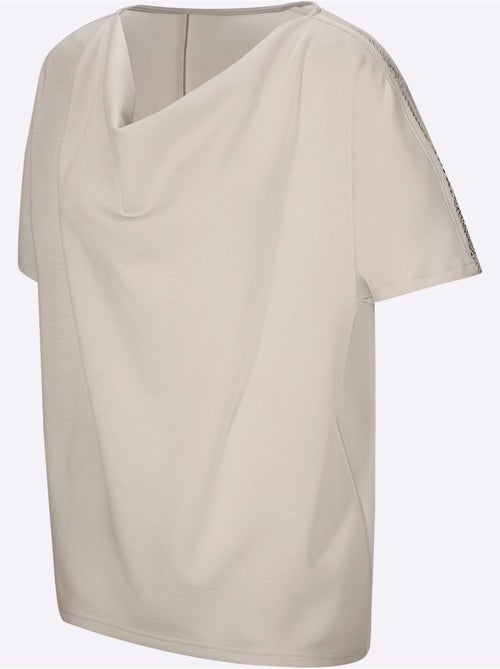 T-shirt à Col Bénitier Mélange De Modal Doux - Taille Standard - Helline - Kiabi