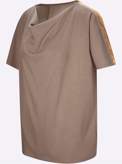 T-shirt à Col Bénitier Mélange De Modal Doux - Taille Standard - Helline - Kiabi
